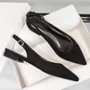 Sandalet Yaz Moda Süet Kadınlar Sandal Düz Topuk Noktalı Ayak Parçası Üzerinde Sığ Kayma Mules Elbise Slaytlar Siyah Ayakkabı Büyük Boyut 34-41