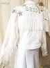 Denim Jacket With Stars White Fringe Pearl Rhinestone Personalized Bride Jacket Custom Mrs.Jean Wifey Denim Wedding Coats Tops 240109