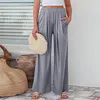 Women's Pants Spring Summer Wide Leg Loose Solid Color Straight Trousers Casual Plus Size With Pockets