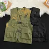 M-4XL Vests Men Military Cargo Multi Pockets Tactical Clothes Handsome Streetwear Camping All-match Zip Up Techwear Coats Summer 240110