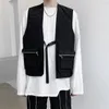 Chalecos para hombres Street Hip Hop Punk Cargo Vest Techwear Estilo Cinta ajustable Hebilla Multifunción Bolsillos grandes Chaleco para hombres Mujeres