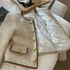 MEXZT Vintage Cropped Blazer Vrouwen Koreaanse Korte Tweed Jas Kantoor Dame Elegante Dikker Gewatteerde Enkele Breasted Bovenkleding Tops 240109