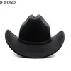 Vintage ocidental cowboy chapéu para cavalheiro masculino senhora jazz cowgirl com couro aba larga cloche igreja sombrero hombre bonés 240110