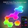 Paquet de 8 lumières hexagonales intelligentes, lumière LED hexagonale bricolage avec application télécommande synchronisation de la musique panneaux d'éclairage mural RGB IC, pour salle de jeux, chambre à coucher, décoration de salon