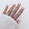 Klusterringar lxy-w vintage silverfärg geometriskt blad ögonhorn elefantuppsättning ring för kvinnor 2024 trendiga personlighetssten smycken gåva