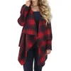 Damenjacken Plaid -Druckjacke unregelmäßige Revers Casual Lose Cardigan weibliche Tops Vintage Elegant Tweed Basic Mantel