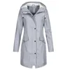 Mode Vrouwen Effen Geul Outdoor Windjack Lange Mouw Regenjas Met Capuchon Winddichte Jas Regenjas Uitloper Casaco 240110