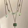 Colliers Original fait à la main Vintage pierre naturelle vert Aventurine perles femmes empilage collier tissé corde Style ethnique bijoux de luxe