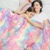 1pc Glow In The Dark Blanket Unicorn Flannel Throw Blanket Soft Warm Couch Blankets Lightweight Blanket For Kids 240109