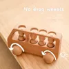 1Set Montessori Wooden Toys for Kids Four Wheels Beech Wood Bus Little Doll Teething Blocks Educational Baby Birthday Gifts 240110