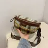 Waist Bags Breast Bag for Women's Fashion and Leisure Winter New Plaid Crossbody Bag with Chain Design and Small Fragrant Waist Bag