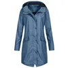 Mode Vrouwen Effen Geul Outdoor Windjack Lange Mouw Regenjas Met Capuchon Winddichte Jas Regenjas Uitloper Casaco 240110