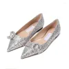 Scarpe eleganti 2024 Décolleté bling Matrimonio Punta di diamante Sposa Glitter Bocca superficiale Tacco alto Donne singole