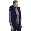 Gilet di pelliccia di volpe sintetica da uomo Cappotti invernali caldi con cappello di pelliccia Gilet di moda nero Cappotti per uomo Cappotti con cappuccio 240110