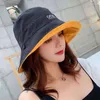 Boinas Bordado de letras Sombrero de pescador para mujer Gorra de pesca de doble cara al aire libre Casual Panama Bucket Protector solar Sol