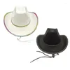 Berets Wide Brim Cowboy Hat Knight For Bachelorette Party Music Festival Heavy Crystal Club Stage Bar Po Props DXAA