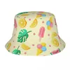 Berets Summer Beach Vacation Getaway Headwear Fruit Lemon Accessories Bucket Hat Streetwear Sun Hats Bob Fisherman