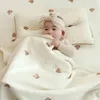 MILANCEL Ins born Korean Bear Embroidery Kids Sleeping Blanket Cotton Bedding Accessories 240109