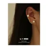 Stud Earrings Brass Plated 18K Real Gold/Mantou Pearl Korean Style Commuting All-in-one Clip Rings Female