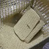 Dokuma Alışveriş Torbaları Büyük Kapasiteli Tote Tasçısı Tasarımcı Omuz Çantaları Çanta Çim Dokuma İçi Boş Çanta Altın Donanım Mektup Aksesuarları Cüzdan En İyi Kalite