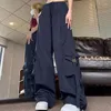 Frauen Hosen Hohe Taille Cargo Frauen Street Hip Hop Y2K Hosen Lose Beiläufige Korea Stil Multi Taschen Mode Weibliche Overalls