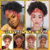 Headband Wig Scarf Short Afro Kinky Curly Black Wigs Synthetic Wrap For Women Daily Use 240110