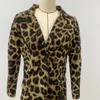 Springautumn Womens Turndown Collar Leopard Print Geometric Long Sleeved Button Cardigan Coat Office Lady Fashion Casual Tops 240110