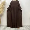 Roupas étnicas Ramadan One Piece Abaya Vestido Elástico Punho de Pulso Modest Oração Maxi Vestidos Front Zipper Abayas para Mulheres Dubai Islâmico