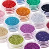 Conjunto de glitter para unhas finas, 40 cores, pó de glitter para arte corporal, artesanato, dicas, decoração, maquiagem de festival 240109