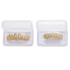 Suporte de dentes de zircão quadrado Hip Hop Jewely Piercing Pave Grills Cap Top Bottom Set 88 Body Jewelry 240109