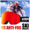 Kapvoe kayak gözlükleri çift katmanlar anti-fog uv400 snowboard kar gözlükleri kar motosikleti gözlük dış mekan spor kayak 240109