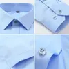 남자 드레스 스트레치 남성을위한 반 주름 긴 소매 Camisa 소셜 비즈니스 블라우스 화이트