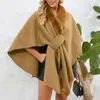 Autumn Winter Women's Cloak Mantle Sunday Angora Yarns päls krage imitation ra it Hair Cape Mentel kläder 240110