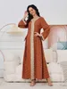 Vêtements ethniques EID Arabe Robe de soirée musulmane pour femmes Abaya Jalabiya Lace-up V Cou Robes longues Maroc Kaftan Robes Dubaï Ramadan Robe