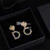 Vintage strass droppe örhängen retro stilig kristall charm studs örhängen brev pläterade örhängen födelsedagspresent