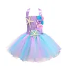 Princess Mermaid Dress for Girls LED Light Up Ocean Themed Birthday Party Tutu Dress Clothes Halloween Costume for Kids Vestidos 240109