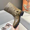 デザイナーのかさばるミッドバイカーブーツプラットフォームCalfskin Havana Winter Snow Boots Patent Leather Mule Black Ankle Boot