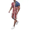 Herr t-shirt set usa amerikansk flagga 3D-tryck tracksuit t skjortor shorts 2 stycken streetwear manliga överdimensionerade kostymer sportkläder 240110