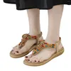 Флэт 459 2024 Summer Sandals, дамы, повседневная обувь, бусинка на сандалиях модные шлепанцы римские для женщин Chaussure Femme 4567 Fashi 648 69