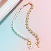 Pendant Necklaces Sweet Love Heart Pearl Zircon Stitching Necklace Cool And Gentle Clavicle Chain For Women Wedding Accessories