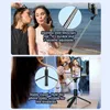 Selfie Monopods Mini Selfie Stick med Fill Light Stative med Bluetooth Fjärrkontrollen Infällbar stång för smartphone YQ240110