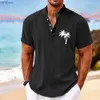 T-shirts pour hommes Nouvelle chemise Haiian pour hommes Vêtements d'été Haut à manches courtes 3D Cocotier Imprimer Vêtements de vacances surdimensionné mâle Henley ShirtL240110