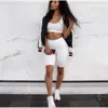 2024 zwei Stück Hosen Frauen Crop Tops und Biker Shorts Schweiß Anzüge Sexy Club Outfits Lässige Passenden Sets