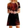 Casual Dresses Women's Printed Round Neck Loose Fitting Skater Dress For Women Summer Womens Long