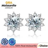 GRA diamant inhabituel Halo soleil fleur boucles d'oreilles pour les femmes 925 en argent Sterling Solitaire fête de mariage bijoux fins 240109