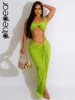 Robes décontractées PinePear plissé 2 pièces ensemble pour femmes vert pli fente maxi robe hauts de soutien-gorge et jupes asymétriques tenues de fête sexy 2024