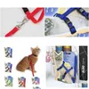 Dog Collars Leashes 50Pcs Pet Lead Leash Harness Kitten Red Belt Strap Safety Rope Adjustable Cat Collar Drop Delivery Home Garden Dhrkk