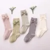 10pair/lot Girls Bow Baby Knee High Non-Slip Socks Long Hose Kids Toddler Leg Warmer Children Cable Knit Tube Sock All Season 240109