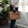 Totes Wooden ring Portable Women str Bag Korean Foreign of Corn Skin RETRO Art Beach Travel Pictures Props Str Moonstylisheendibags