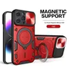 Slide Camera Lens Armor Antiurto Staffa ad anello in metallo Supporto Custodie magnetiche Cover resistente per iPhone 15 14 13 12 11 Pro Max 14 Plus Google Pixel 8 Pro